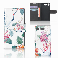 Sony Xperia XZ1 Compact Telefoonhoesje met Pasjes Bird Flowers - thumbnail