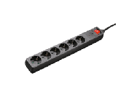 Hama 00137258 Stekkerdoos, 6-voudig, met overspanningsbeveiliging, 3 m, zwart multifunctioneel stopcontact, 230 V - thumbnail