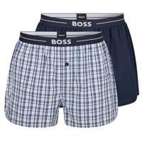 Hugo Boss Boxers wijd 2-pack effen-ruit blauw - thumbnail