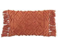 J-Line kussen Kwastje - katoen - terracotta - thumbnail