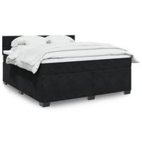 Boxspring met matras fluweel zwart 180x200 cm - thumbnail