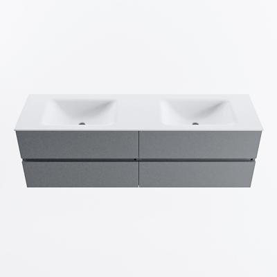 MONDIAZ VICA 160cm badmeubel onderkast Plata 4 lades. Wastafel CLOUD dubbel 2 kraangaten, kleur Talc.