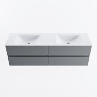 MONDIAZ VICA 160cm badmeubel onderkast Plata 4 lades. Wastafel CLOUD dubbel 2 kraangaten, kleur Talc. - thumbnail