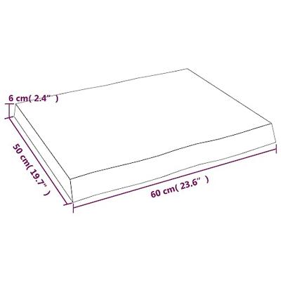 Tafelblad natuurlijke rand 60x50x(2-6) cm eikenhout donkerbruin