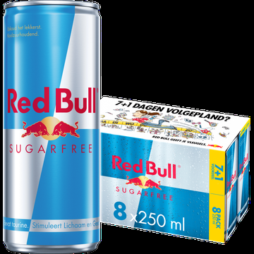 Red Bull Energy Drink Sugar Free 7+1 250ML bij Jumbo