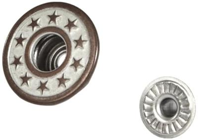 Jeansknopen open kap ster 17mm oudmessing