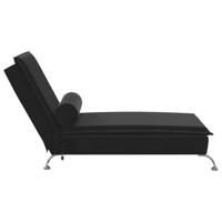 Massage chaise longue met bolster fluweel zwart - thumbnail