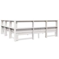 Bed met boekenkast zonder matras grenenhout wit 200x200 cm - thumbnail