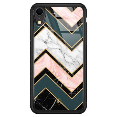 iPhone XR glazen hardcase - Marmer triangles iPhone XR glazen hardcase - Marmer triangles
