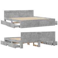 Bedframe met hoofdeinde bewerkt hout betongrijs 180x200 cm - thumbnail