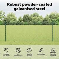 VidaXL Afrasteringspaal 11 pcs groen 100 cm staal - thumbnail