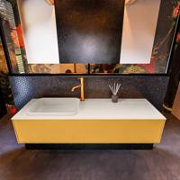 Badkamermeubelset Mondiaz Erin 150 cm met 1 Lade met RIDGE Wastafel Links Linen met 1 kraangat Greeploos Mat Ocher - thumbnail