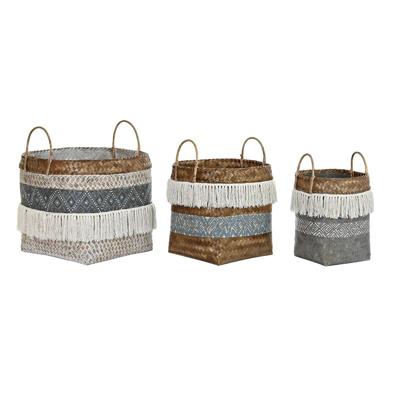 Mandenset DKD Home Decor 49 x 49 x 57 cm Bamboe Boho