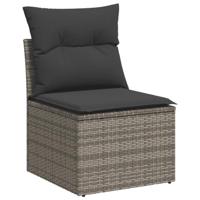 8-delige Loungeset met kussens poly rattan grijs - thumbnail