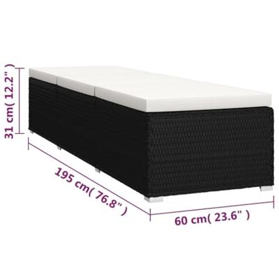VidaXL Ligbed met kussen en theetafel poly rattan crèmewit