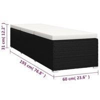 Ligbed met kussen en theetafel poly rattan crèmewit - thumbnail