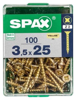 Schroefdoos SPAX Yellox Hout Platte kop 100 Onderdelen (3,5 x 25 mm)
