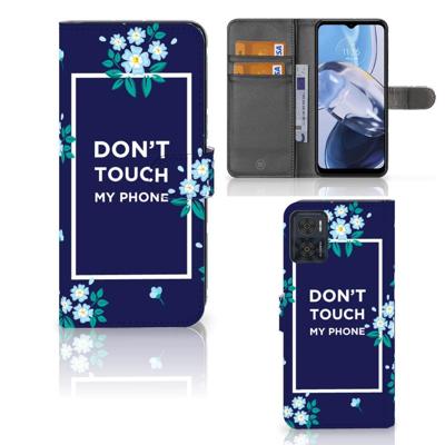 Motorola Moto E22 | E22i Portemonnee Hoesje Flowers Blue DTMP Motorola Moto E22 | E22i Portemonnee Hoesje Flowers Blue DTMP