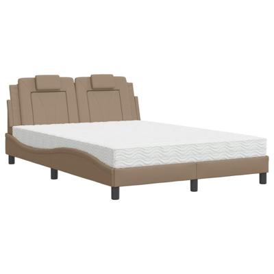 Bed met matras kunstleer cappuccinokleurig 140x200 cm