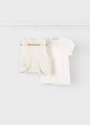 Mayoral Zomer shirt S/S meisjes - bone wit