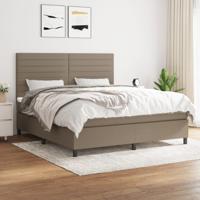 Boxspring met matras stof taupe 200x200 cm - thumbnail