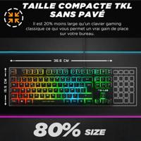 Gaming Toetsenbord - AZERTY - THE G-LAB - Keyz CAESIUM-TKL - Zonder numeriek toetsenblok - Verlicht - Zwart - thumbnail
