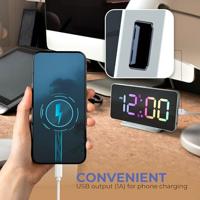 Slim-line Digitale Wekker - Dual Alarmklok - Groot Meerkleurig Display - USB Poort (HCG024) - thumbnail