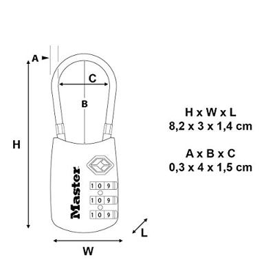 Masterlock 30mm - flexible braided steel cable with vinyl protective cover, 3mm d - 4688EURD - thumbnail