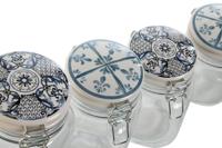 Set van 4 Potjes Home ESPRIT Blauw Wit Metaal Siliconen Kristal Keramiek 800 ml 1 L 1,5 L 2,2 L 4 Onderdelen - thumbnail