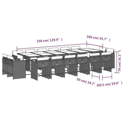 17-delige Tuinset met kussens poly rattan beige
