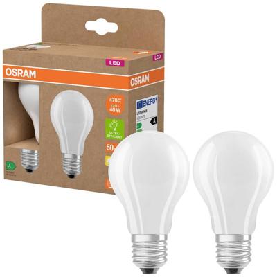 OSRAM HOMELIGHTING 4099854253485 LED-lamp Energielabel A (A - G) E27 Peer 2.2 W = 40 W Warmwit (Ø x h) 60 mm x 60 mm 2 stuk(s)