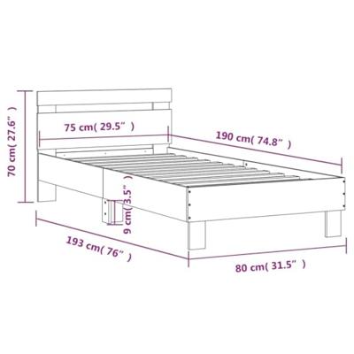Bedframe met hoofdbord en LED-verlichting zwart 75x190 cm