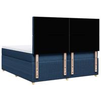 Boxspring met matras stof blauw 200x200 cm - thumbnail