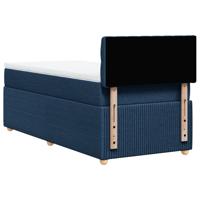 Boxspring met matras stof blauw 200x200 cm - thumbnail