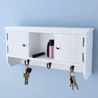 Wandkastje voor sleutels en sieraden met deurtjes en haken - thumbnail