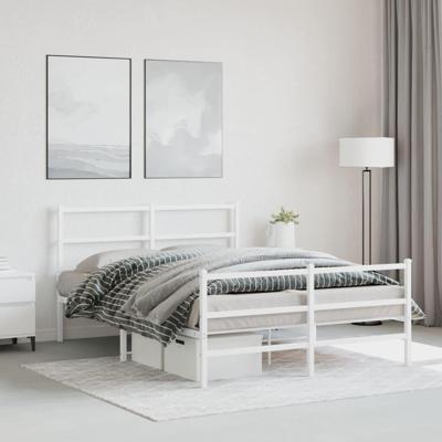 Bedframe met hoofd- en voeteneindemetaal wit 140x200 cm