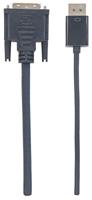 Manhattan kabel (DisplayPort-stekker naar DisplayPort-stekker) DP 1.2a op DVI D 24+1 3m zwart zwart - thumbnail