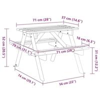 Picknicktafel voor 4 kinderen met parasolgat massief vurenhout - thumbnail