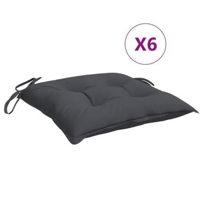 VidaXL Stoelkussens 6 st 50x50x7 cm oxford stof antracietkleurig VidaXL Stoelkussens 6 st 50x50x7 cm oxford stof antracietkleurig