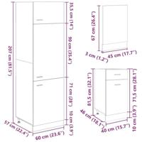 7-delige Keukenkastenset Lyon bewerkt hout sonoma eikenkleurig - thumbnail