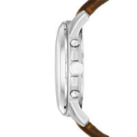 Fossil heren chronograaf Grant bruin lederen band horloge 44 mm FS4735 - thumbnail