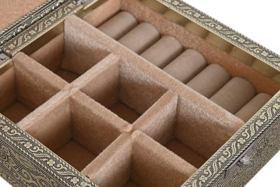 Doos-Juwelenkistje Home ESPRIT Wit Champagne Hout Aluminium 18 x 18 x 6 cm