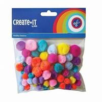 Create-It Pompoms Bright Mix 75 Stuks - thumbnail