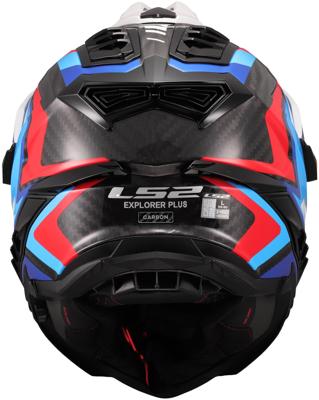 LS2 endurohelm "mx701 explorer carbon frontier ii", inwendig zonnevizier, uitneembaar, wasbaar, hypoallergeen en ademend, verstevigde kinriem, rescue wangkussentjes, dubbele d-voering helmet mx701 expl. car.fr.ii m wh/blue/bl