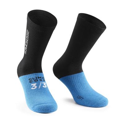 Assos Ultraz EVO winter fietssokken zwart/blauw unisex 0 Assos Ultraz EVO winter fietssokken zwart/blauw unisex 0