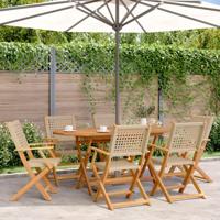 7-delige Tuinset poly rattan en massief hout beige - thumbnail