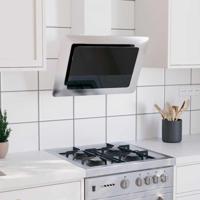 Wandafzuigkap 60 cm roestvrij staal gehard glas zilverkleurig - thumbnail