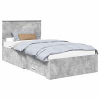 Bedframe met hoofdeinde Beton Grijs 100 x 200 cm Bewerkt hout - thumbnail