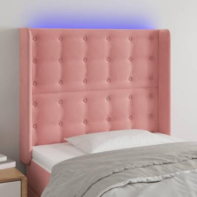 Hoofdbord LED 83x16x118/128 cm fluweel roze