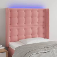 Hoofdbord LED 83x16x118/128 cm fluweel roze - thumbnail